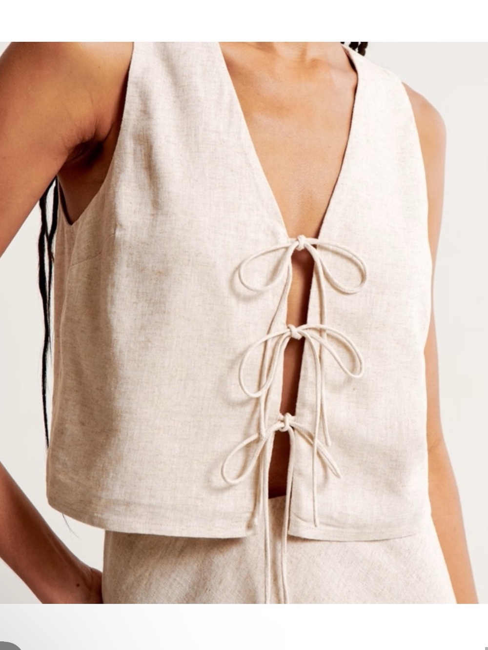 Abercrombie and Fitch Linen Tie Front Tank